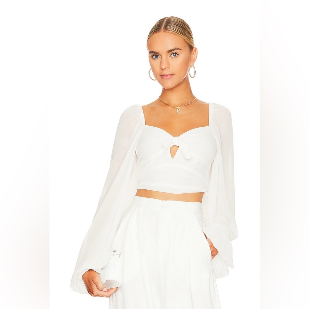 NWT For Love and Lemons Trisha Crop Top in White : Large